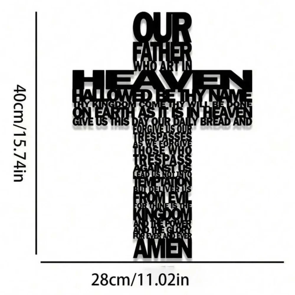 Lord’s Prayer Metal Black Cut-out Wall Cross Decor